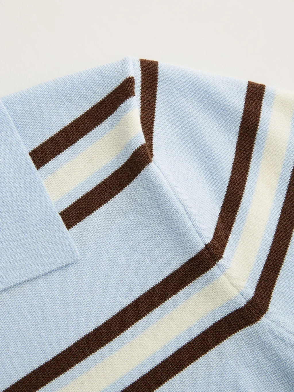 Knit Polo Collar Stripe Short Sleeve Top
