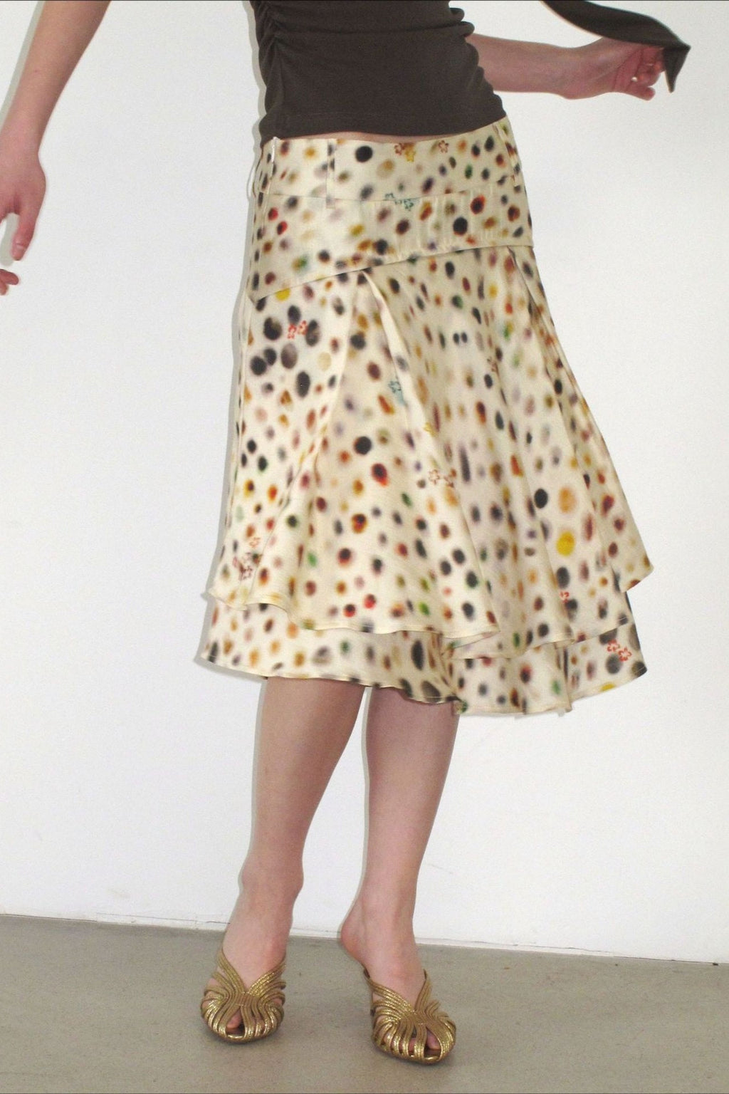 Acetate Lyocell Psychedelic Dot Midi Skirt