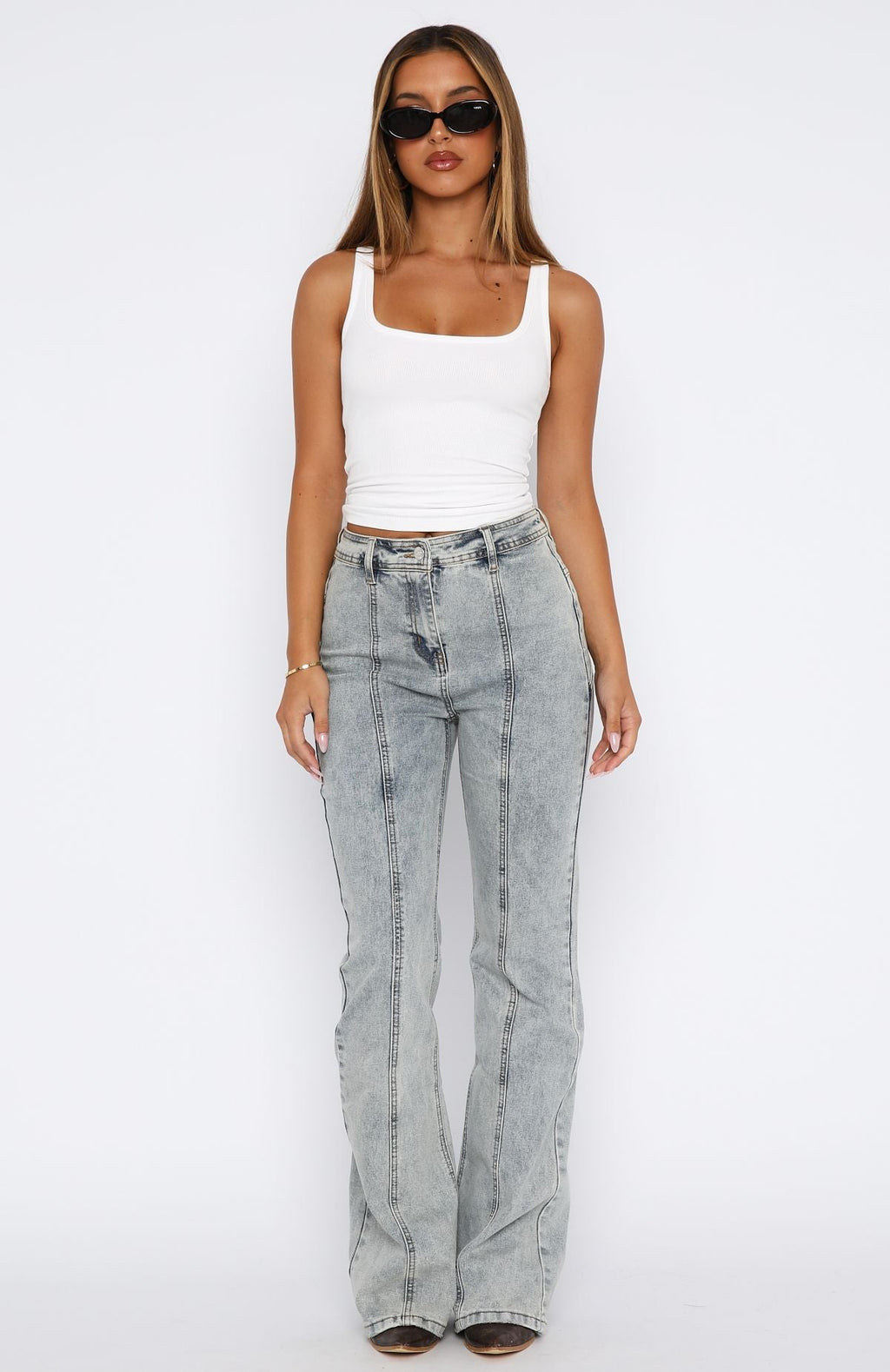 Zoe High Rise Bootleg Jeans Light Blue Acid Wash