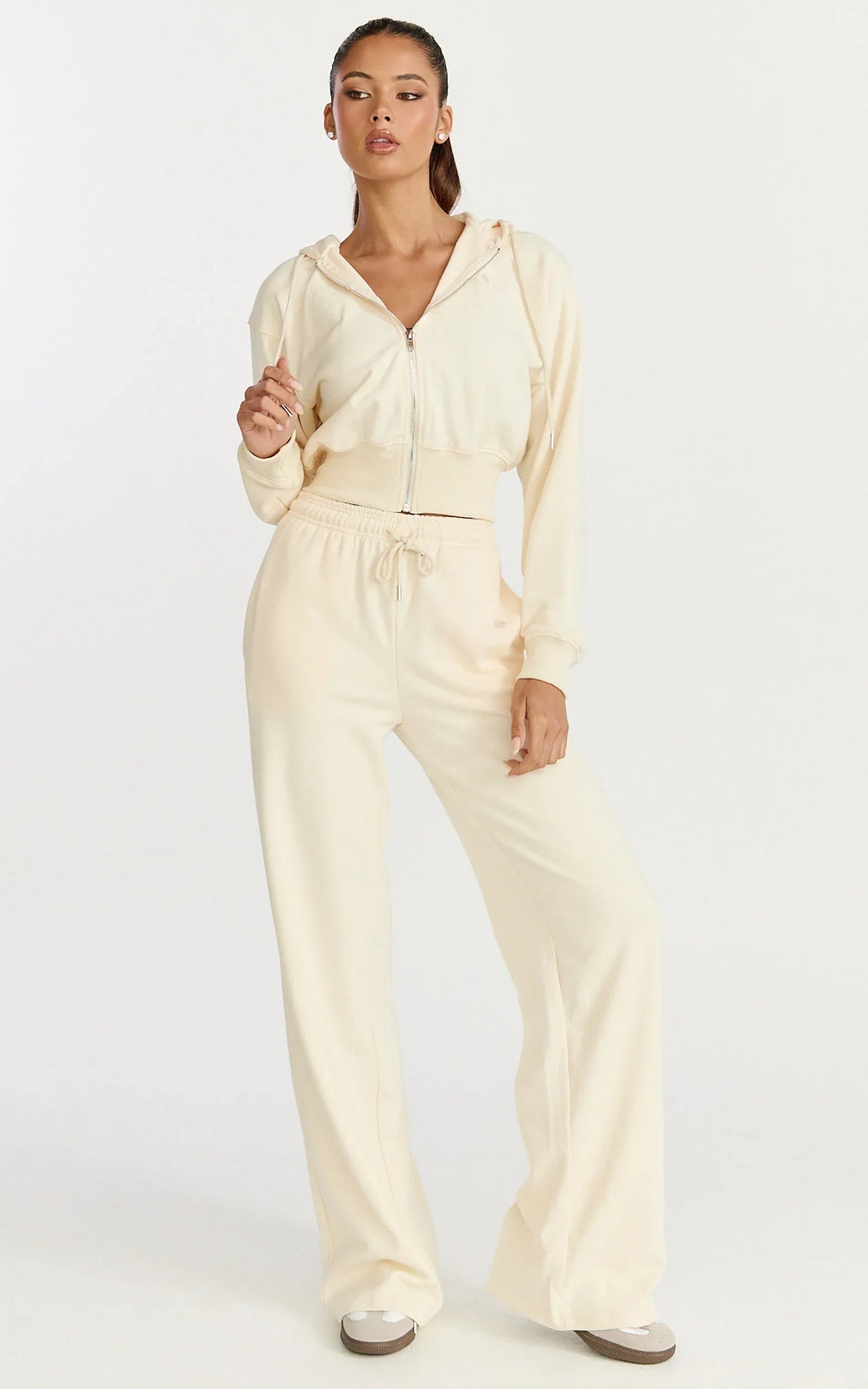 Selene Pants - Tie Waist Sweatpants in Cream