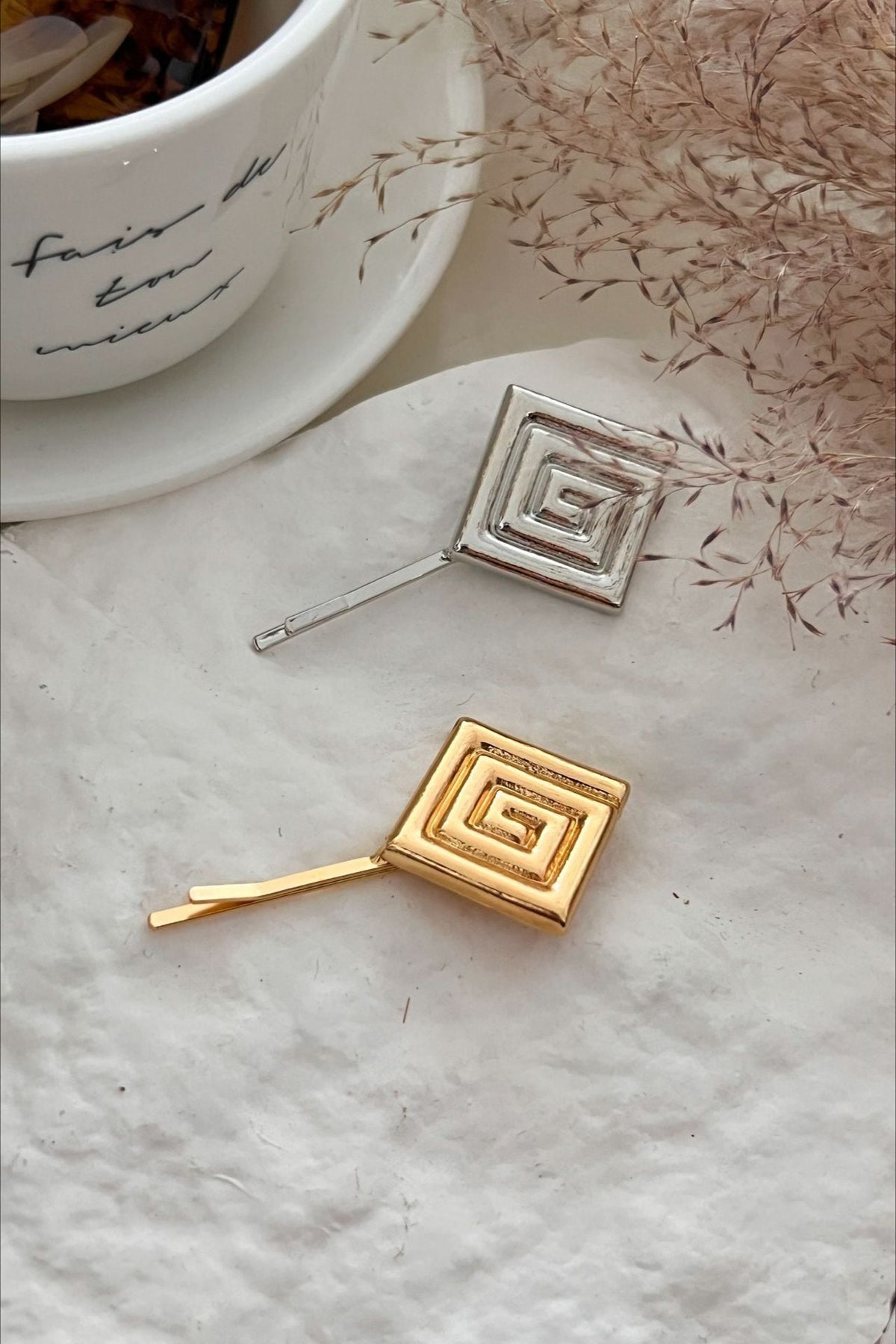2-Piece Guilloche Design Braid Accent Hairpin Set