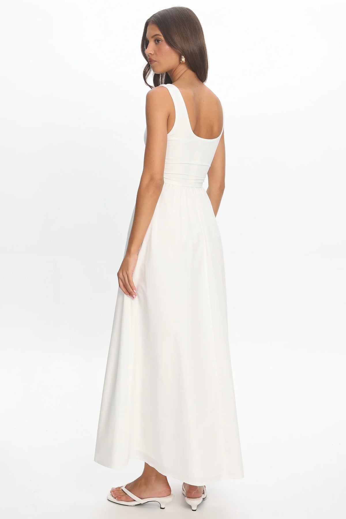 Ivory Muse Ruched Tank Maxi Dress Off White