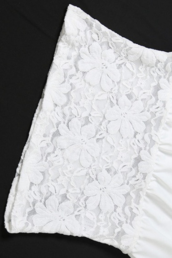 Asymmetric Collar Lace Sheer Sleeveless Crop Top