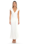 Virgo Season Draped Shoulder Maxi Dress White