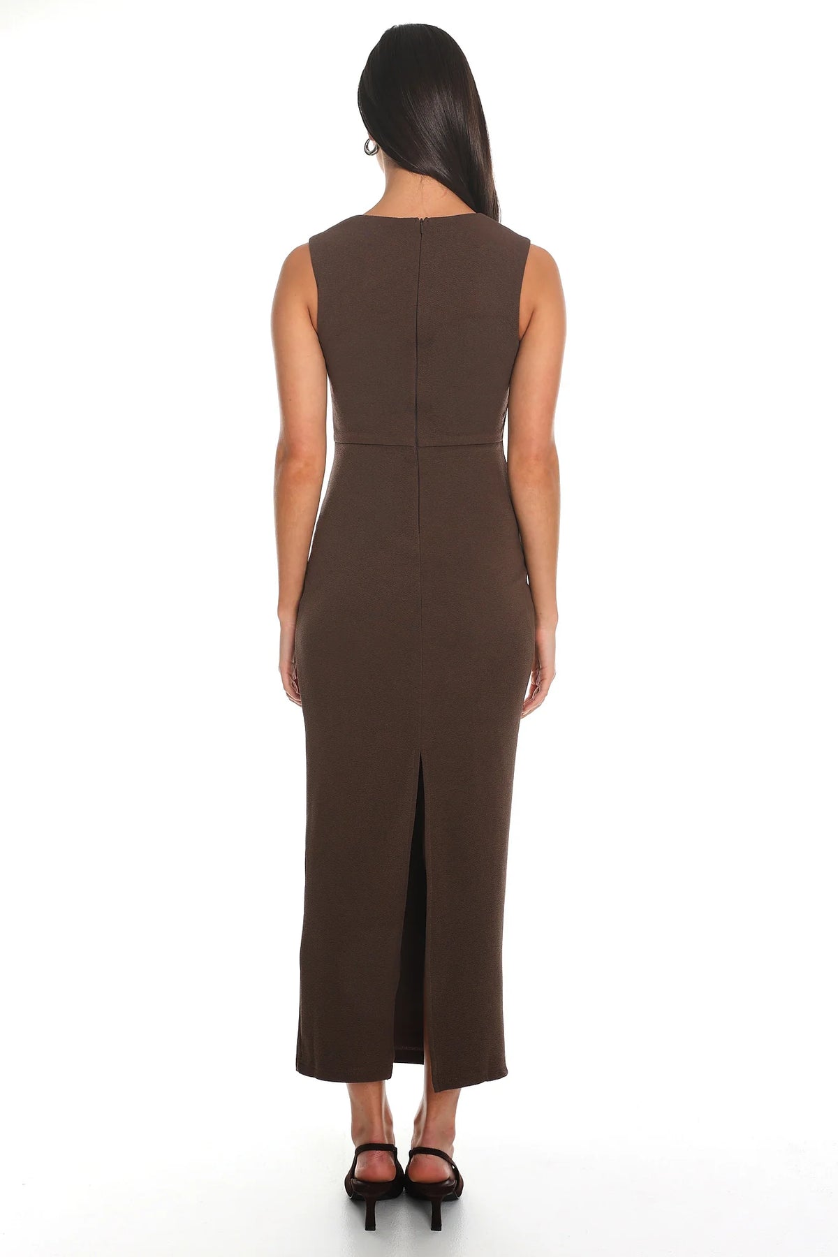 Viella Asymmetric Midi Dress Cocoa