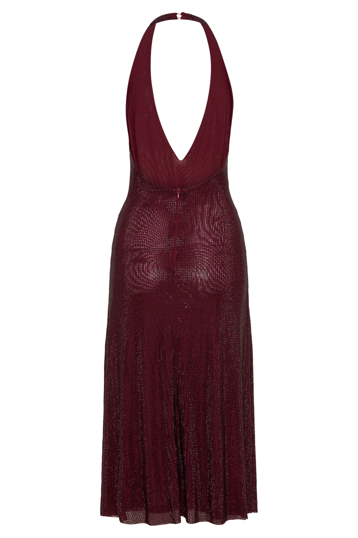 Genie Diamante Halter Midi Dress - Mahogany