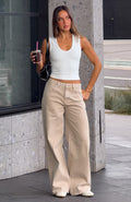 Just My Type Mid Rise Wide Leg Jeans Sesame Wash