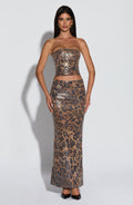 Leola Maxi Skirt - Sequin Leopard Print