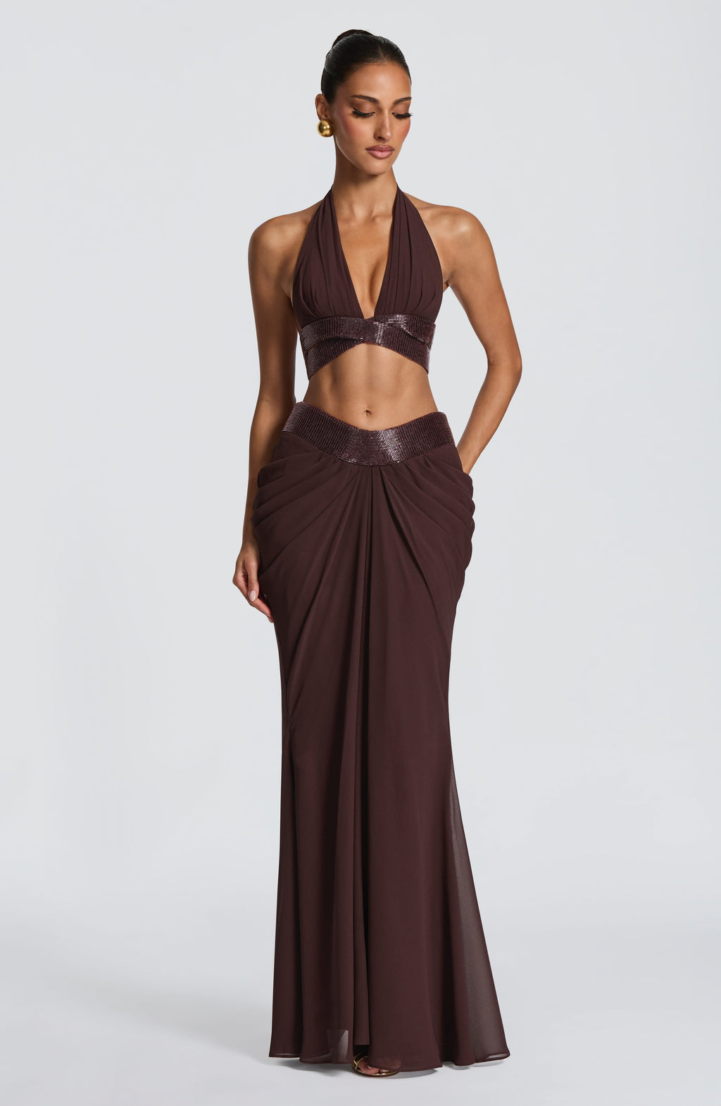 Sophie Maxi Skirt - Plum Brown