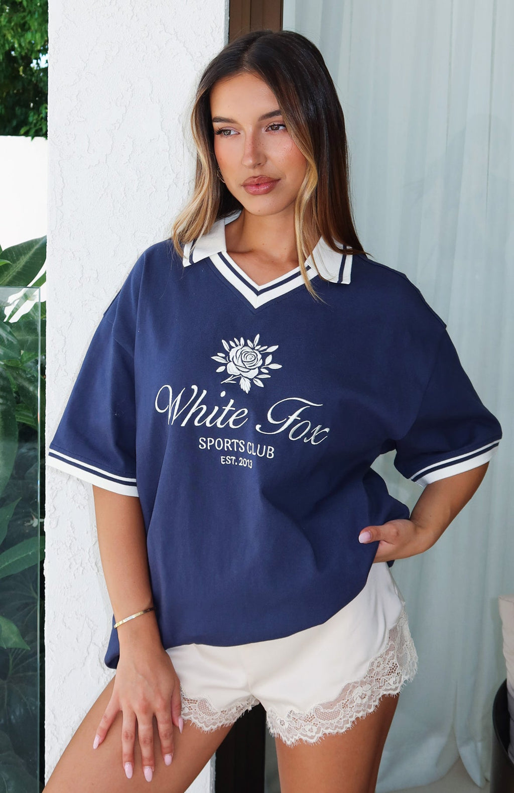 Along The Way Oversized Jersey Navy