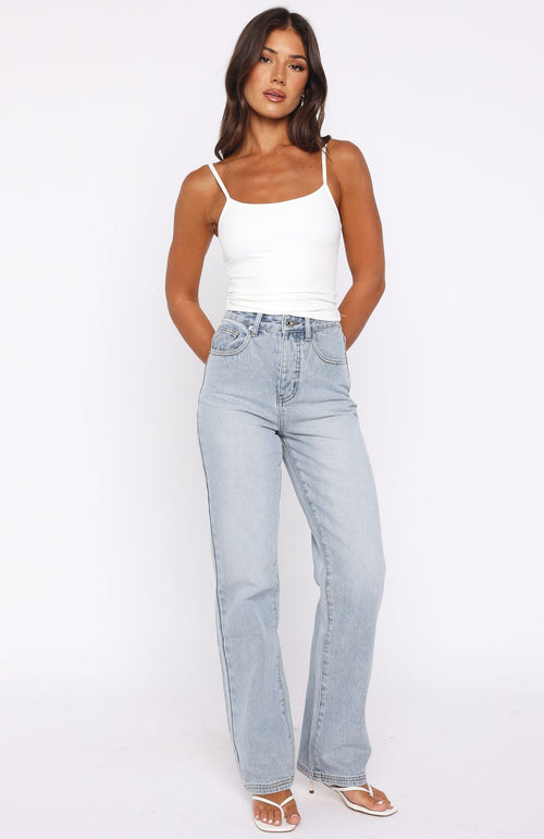Alyssa High Rise Straight Leg Jeans Light Blue Wash